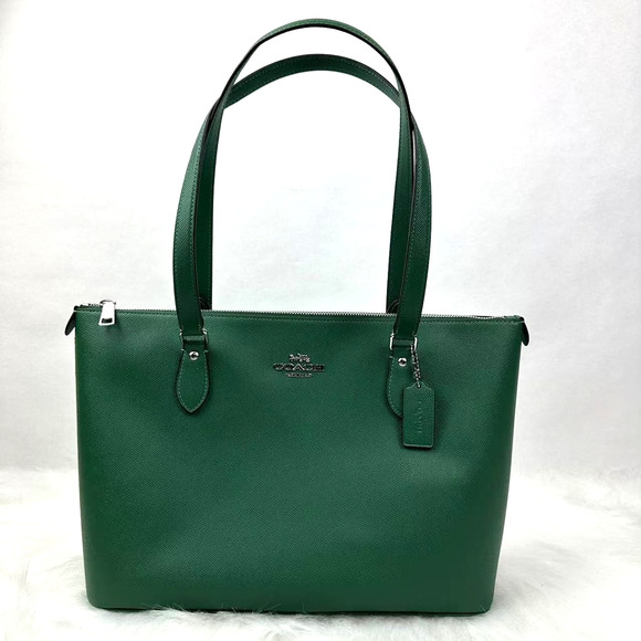 Coach Gallery Tote Bag In Leather/Silver/Shamrock CV402 NWT - Picture 1 of 11